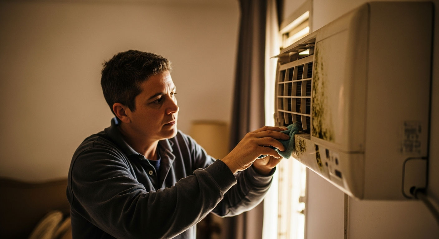 Nettoyage de moisissures sur un mini climatiseur central